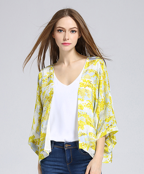 Coats - Oriental printed silk  crepe kimono