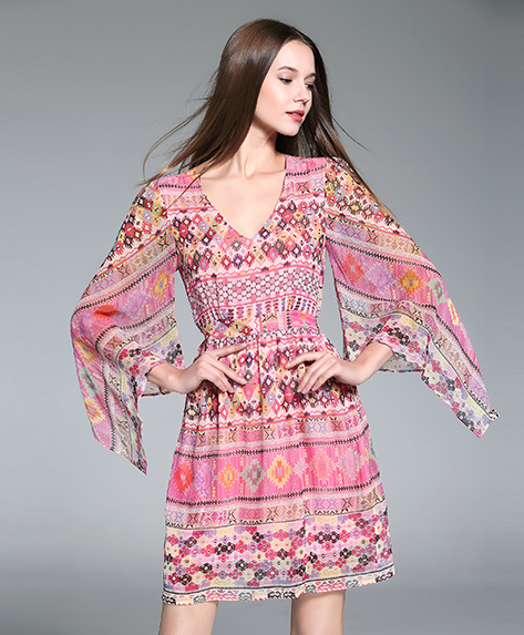Dress - Printed Silk Dress