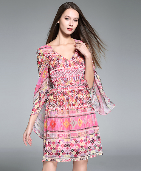 Dress - Printed Silk Dress