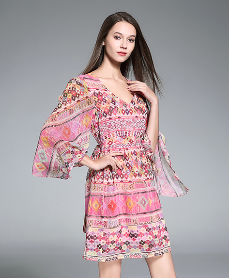 Dress - Printed Silk Dress