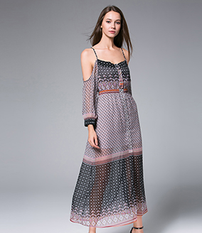 Dress -  Digital Printed  silk chiffon maxi dress