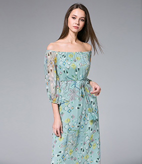 Dress - Floral-Print silk crinkle maxi dress