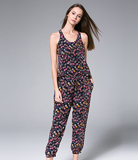 Jumpsuits -  Cherry Blossom Printed Silk Jumpsuit