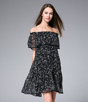 Dress - Off-the-shoulder Silk Chiffon Dress