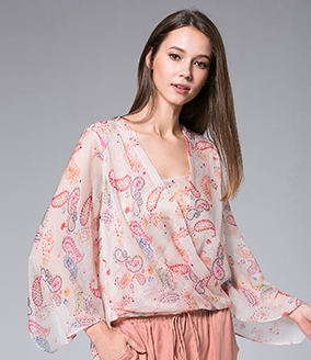 Tops - Flowers Printed silk Chiffon top