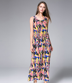 Dress - Printed silk crepe  dress