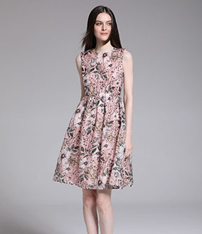 2024 Spring Summer - PRINTED SILK RHOMBUS DRESS