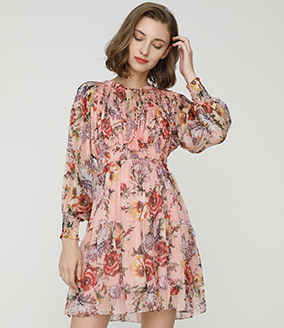 2024 Spring Summer - Floral print silk-chiffon dress