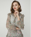 Floral print silk-chiffon dress