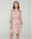 Floral print silk-chiffon dress