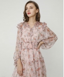 Floral print silk-chiffon dress