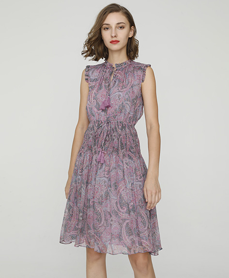 2024 Spring Summer - Paisley print silk-chiffon dress