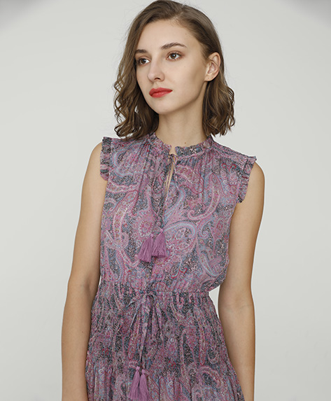 2024 Spring Summer - Paisley print silk-chiffon dress