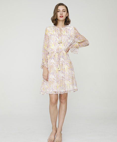 2024 Spring Summer - Paisley print silk-chiffon dress