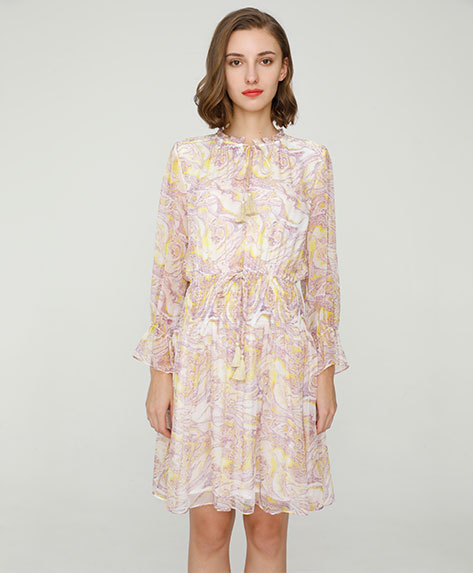 2024 Spring Summer - Paisley print silk-chiffon dress