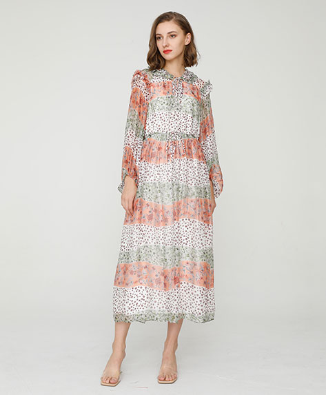 2024 Spring Summer - Botanic-print silk-chiffon maxi dress