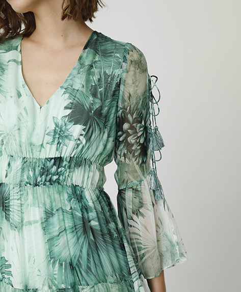 2024 Spring Summer - Botanic-print silk-chiffon maxi dress