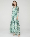 Botanic-print silk-chiffon maxi dress