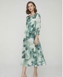 Garden Print Resort Silk Cotton Dress