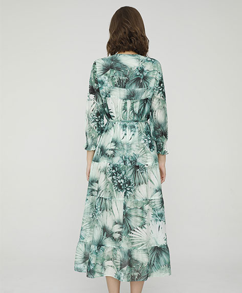 2024 Spring Summer - Garden Print Resort Silk Cotton Dress