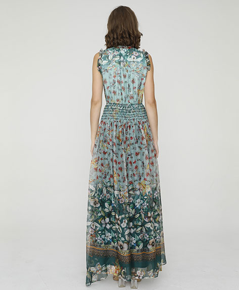 2024 Spring Summer - Botanic-print silk-chiffon maxi dress