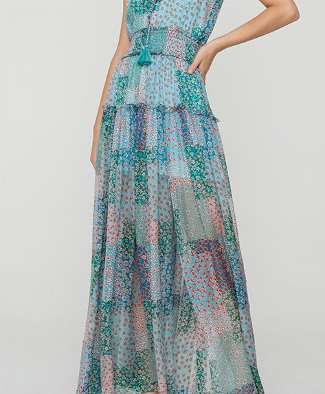 2024 Spring Summer - Botanic-print silk-chiffon maxi dress