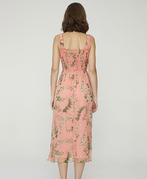 2024 Spring Summer - Floral-print silk-chiffon midi dress