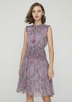 2024 Spring Summer - Paisley print silk-chiffon dress