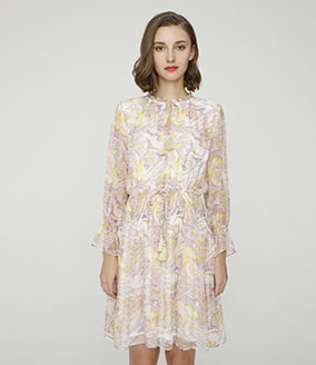 2024 Spring Summer - Paisley print silk-chiffon dress