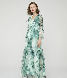 2024 Spring Summer - Botanic-print silk-chiffon maxi dress