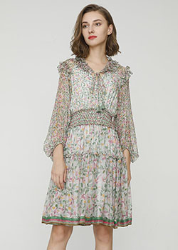 2024 Spring Summer - Floral print silk-chiffon dress