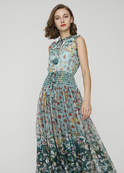 2024 Spring Summer - Botanic-print silk-chiffon maxi dress