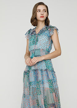 2024 Spring Summer - Botanic-print silk-chiffon maxi dress