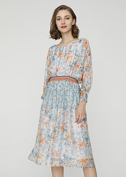 2024 Spring Summer - Floral-print silk-chiffon midi dress