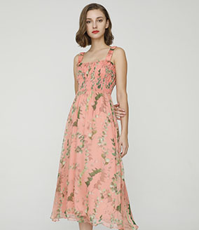 2024 Spring Summer - Floral-print silk-chiffon midi dress