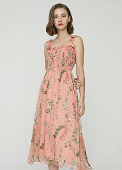 2024 Spring Summer - Floral-print silk-chiffon midi dress